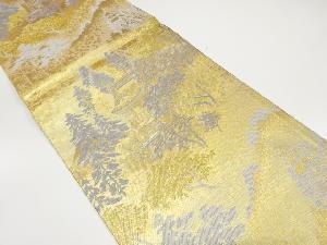 未使用品　寺院風景模様織出し袋帯